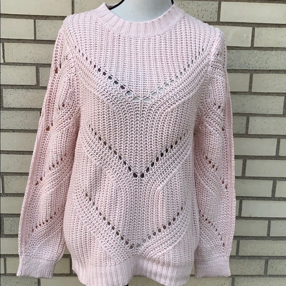 BLUSH PINK CABLE KNIT SWEATER TOP - Picture 3 of 8